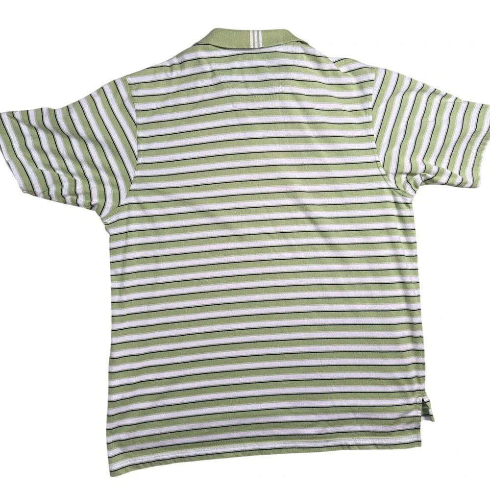 Adidas Polo Shirt Men Sz L Green Excellent Climalite Striped Short Sleeve 259536 - Picture 9 of 10